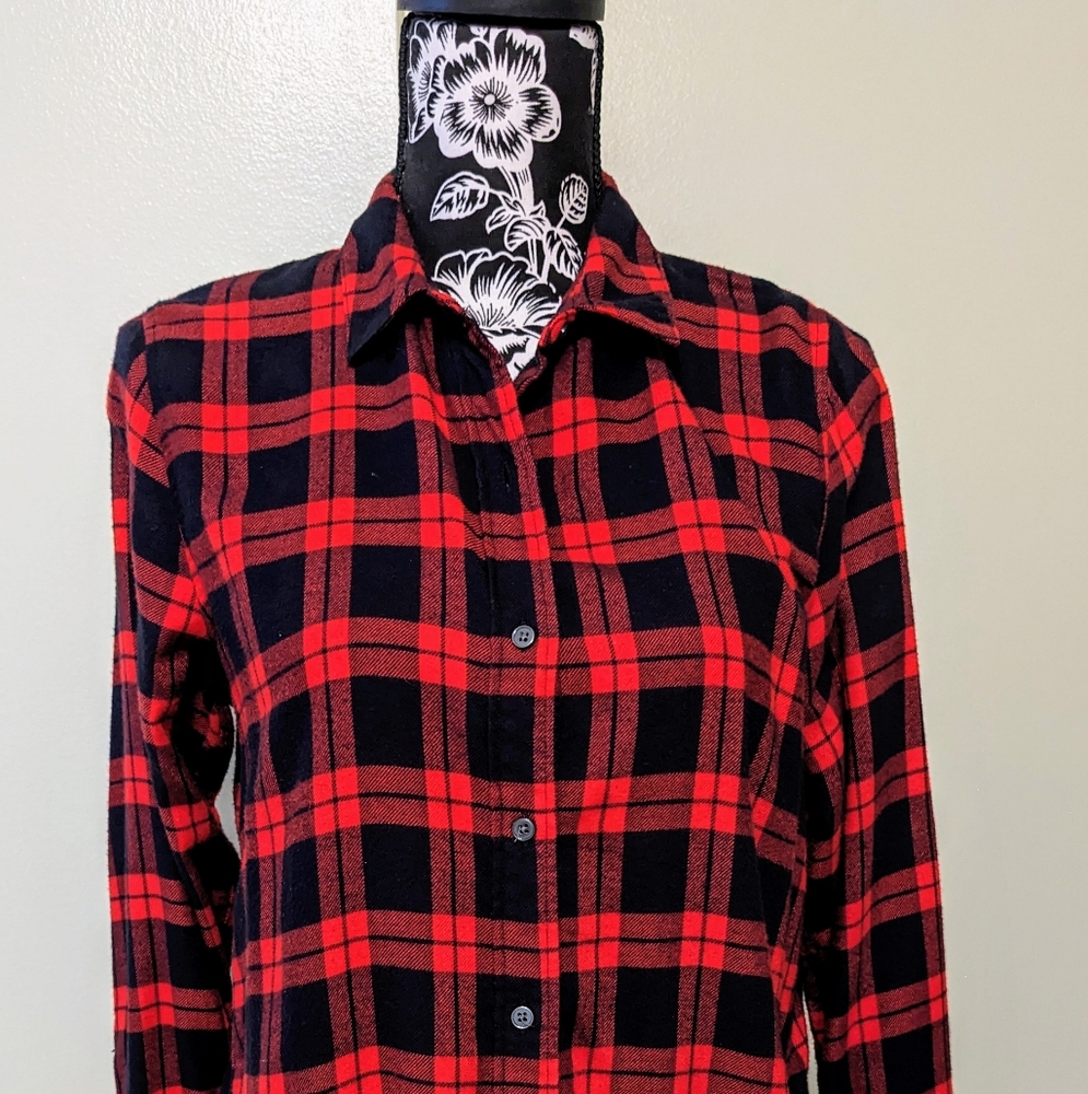 Banana Republic "Boyfriend Fit" Plaid Button Down Flannel Shirt Size MP